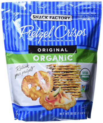 Snack Factory Pretzel Crisps, Original, Organic, 28 oz Bag