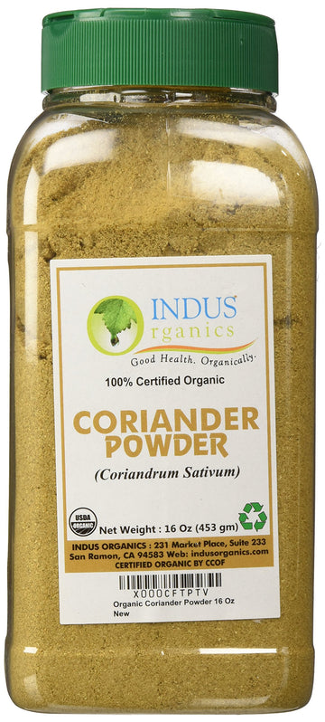 Indus Organics Coriander Seeds Powder, 1 Lb Jar, Premium Grade, High Purity, Freshly Packed