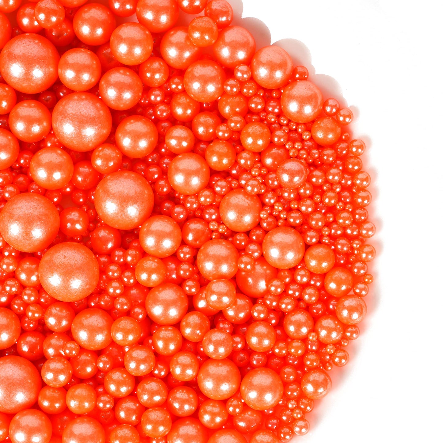 KASVAN Orange Pearl Sugar Sprinkles - Edible Cake Decorations, 130g, Mix Size, Ice Cream Toppings, Wedding & Party Supplies