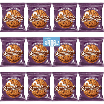 Grandma's Cookies, Oatmeal Raisin, (Pack of 12) Bundled by SUPERDEALS, 2.50 Oz Bag, with Mystery Gift