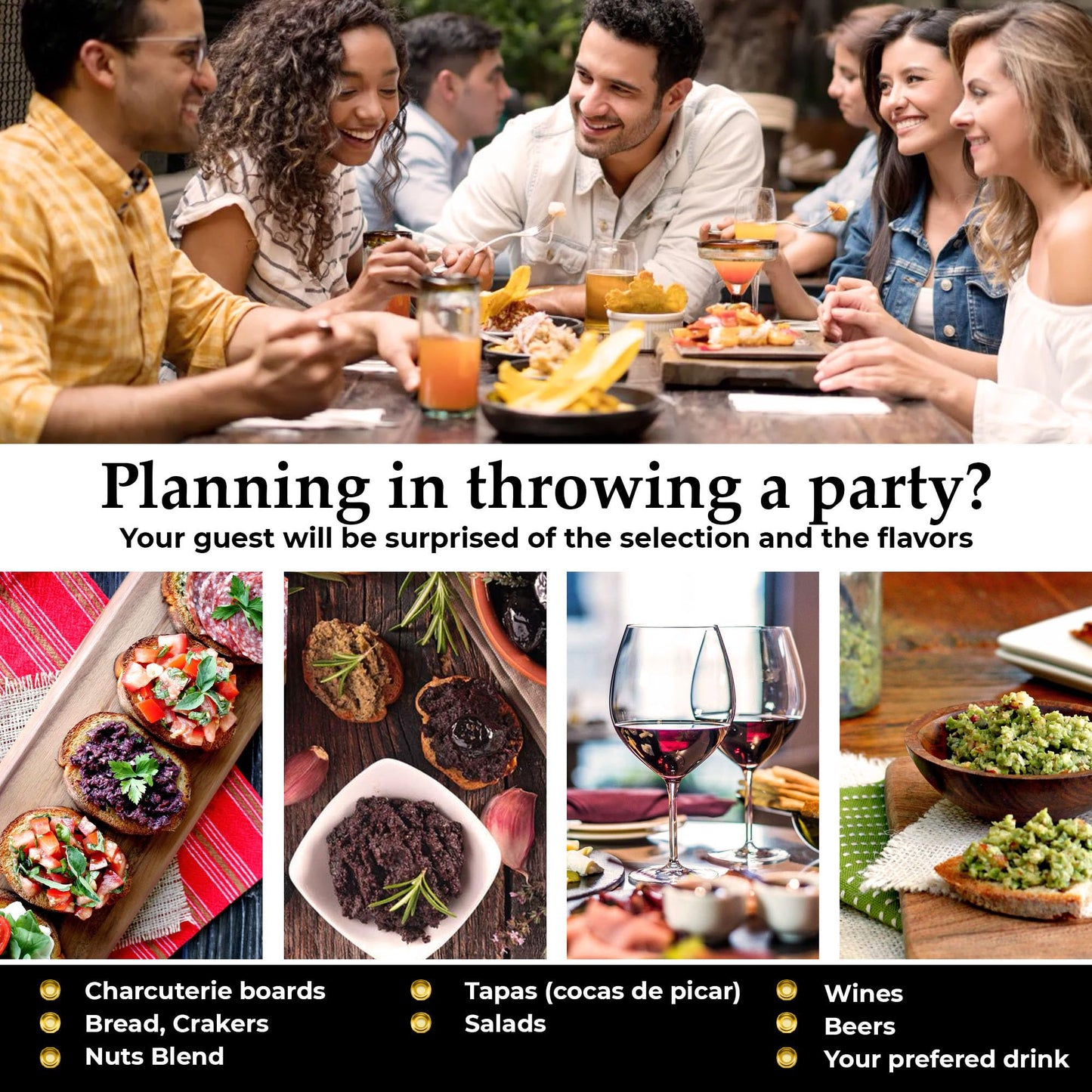Chef Ole'S Party Set Of 5 Healthy Tapenades/Dips - Includes Hummus Type, Olive Tapenade, Black Olives, Green Olives, Asparagus,