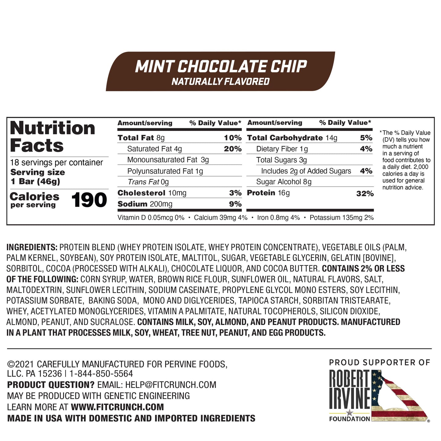 Fitcrunch Snack Size Protein Bars, Worlds Only 6-Layer Baked Bar, 3G Of Sugar & Soft Cake Core (18 Bars, Mint Chocolate Chip)