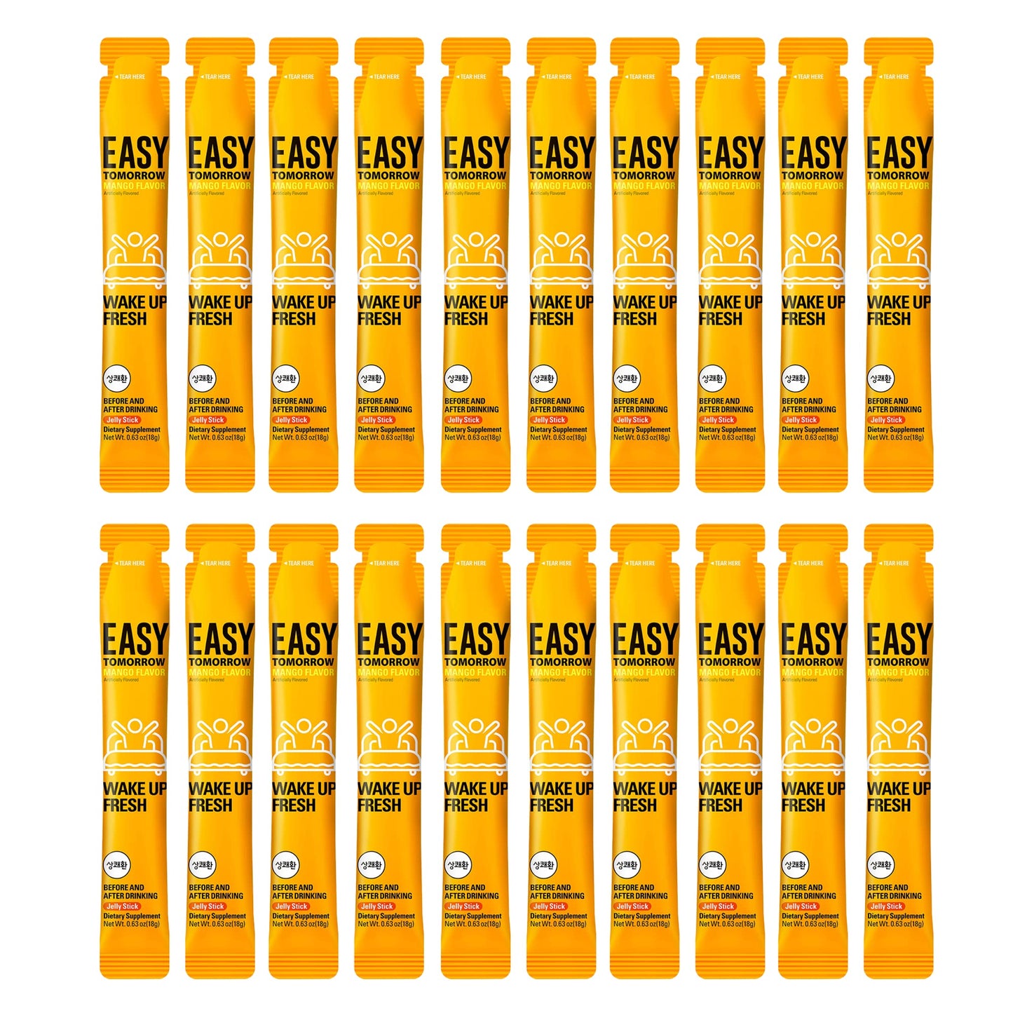 Q.one Easy Tomorrow Jelly Stick, Mango Flavor, 20 Sticks, 0.32 Ounce, Yellow