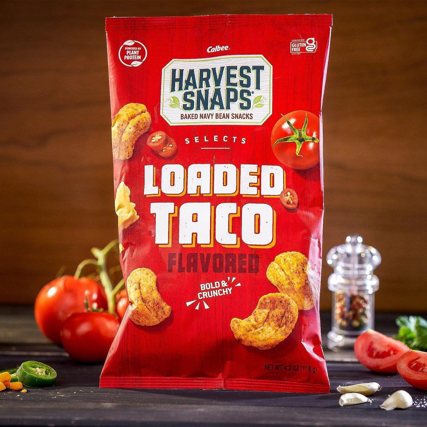 Harvest Snaps Veggie Chips (Loaded Taco Crunchy Puffs) | Powered By Plant Protein, Gluten Free, Non-Gmo Baked Vegetable Crisps |