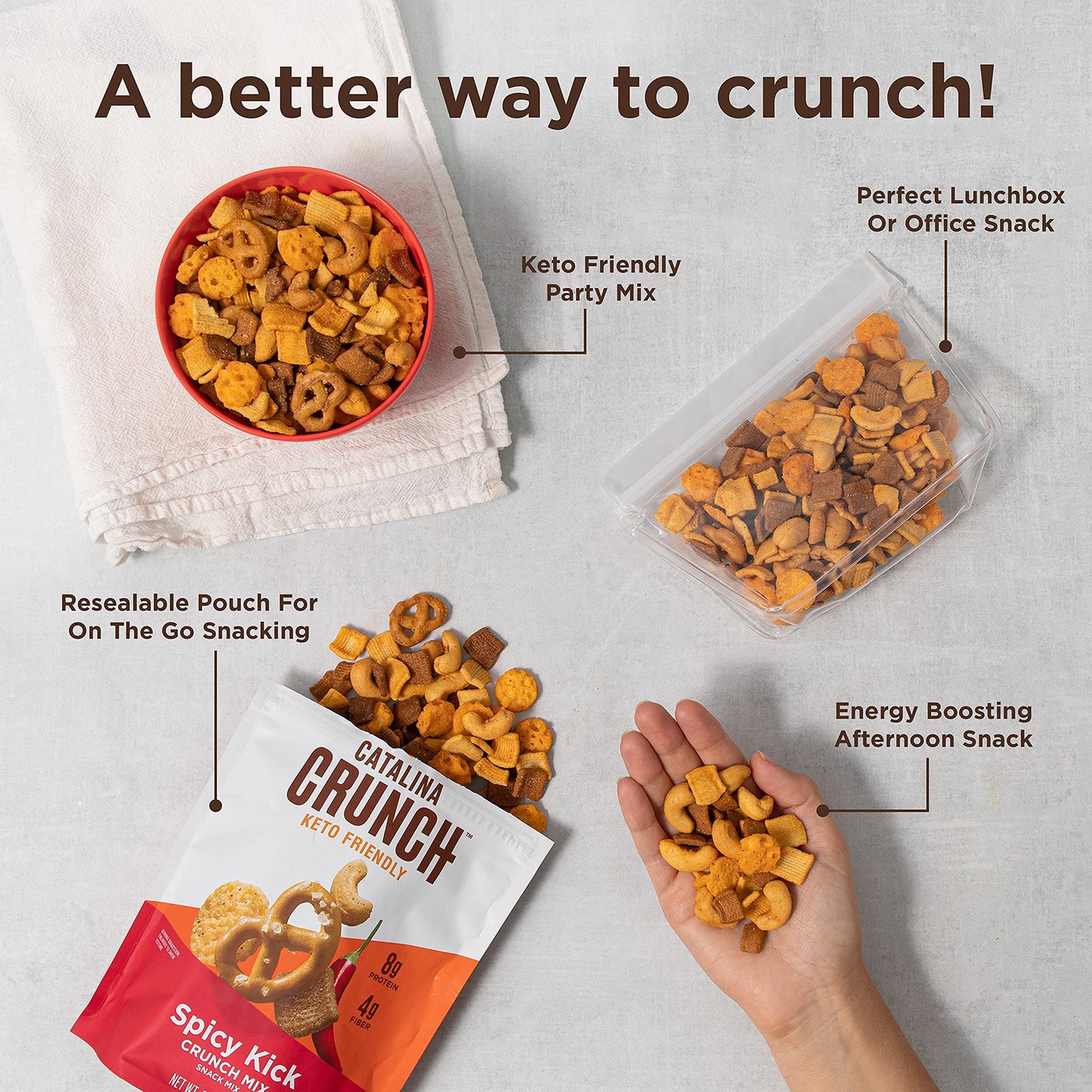 Catalina Crunch Mix Spicy Kick Keto Snack Mix | Keto Friendly, Low Carb, Protein Snacks, 6Oz (Pack Of 3)