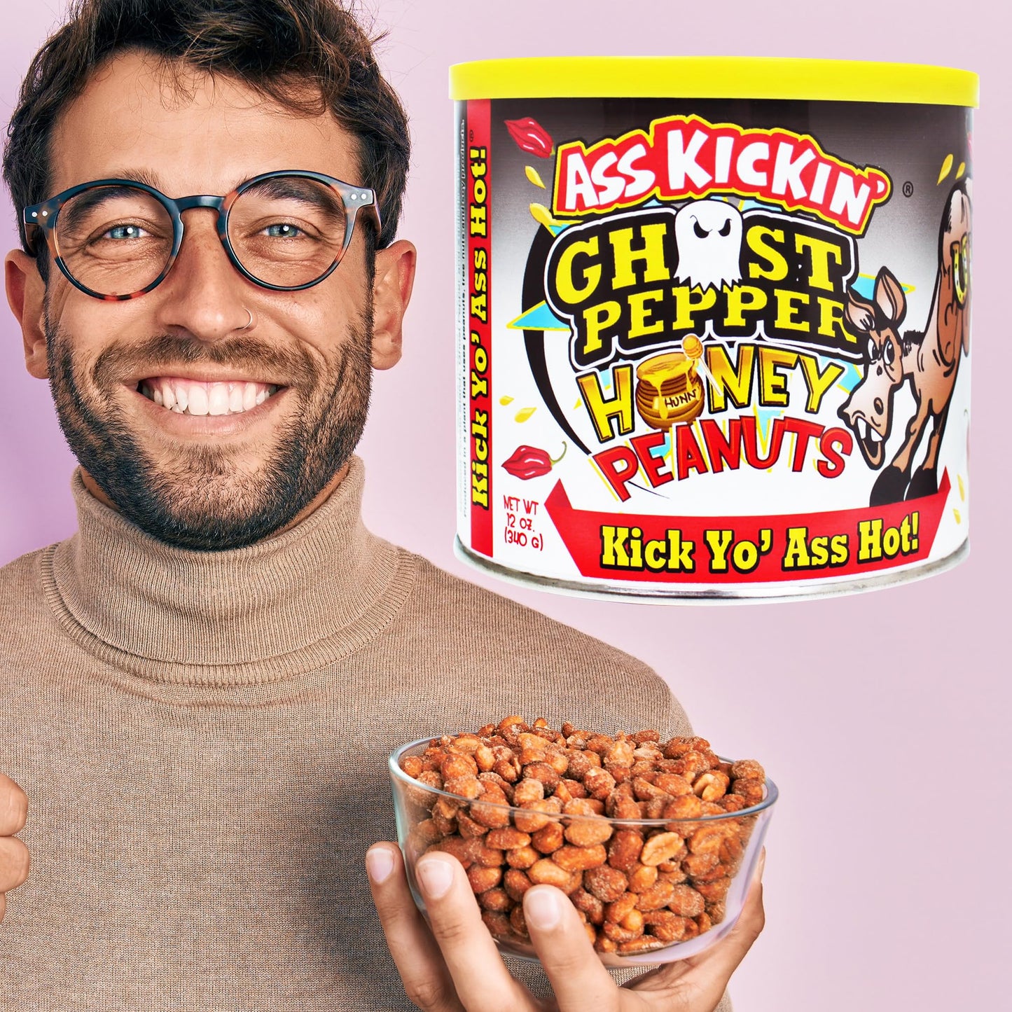 ASS KICKIN Ghost Pepper Spicy Hot Peanuts - 12oz Gourmet Snack - Model AK869