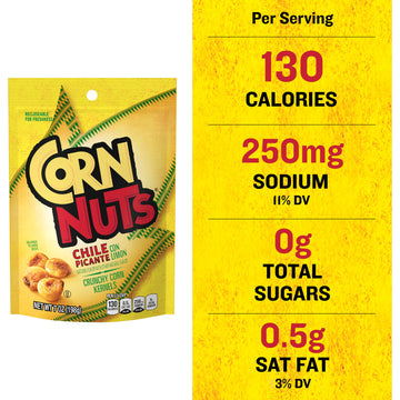 Corn Nuts Chile Picante Con Limon Flavored Corn Kernels, Crunchy Corn Snack, Snack Box, Variety Packs, Food For Adults, 7Oz. (Pa