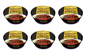 Paldo Jjajangmen King Instant Noodle Soup Bowl with Black Bean Sauce, 6 Pack, 40.2oz