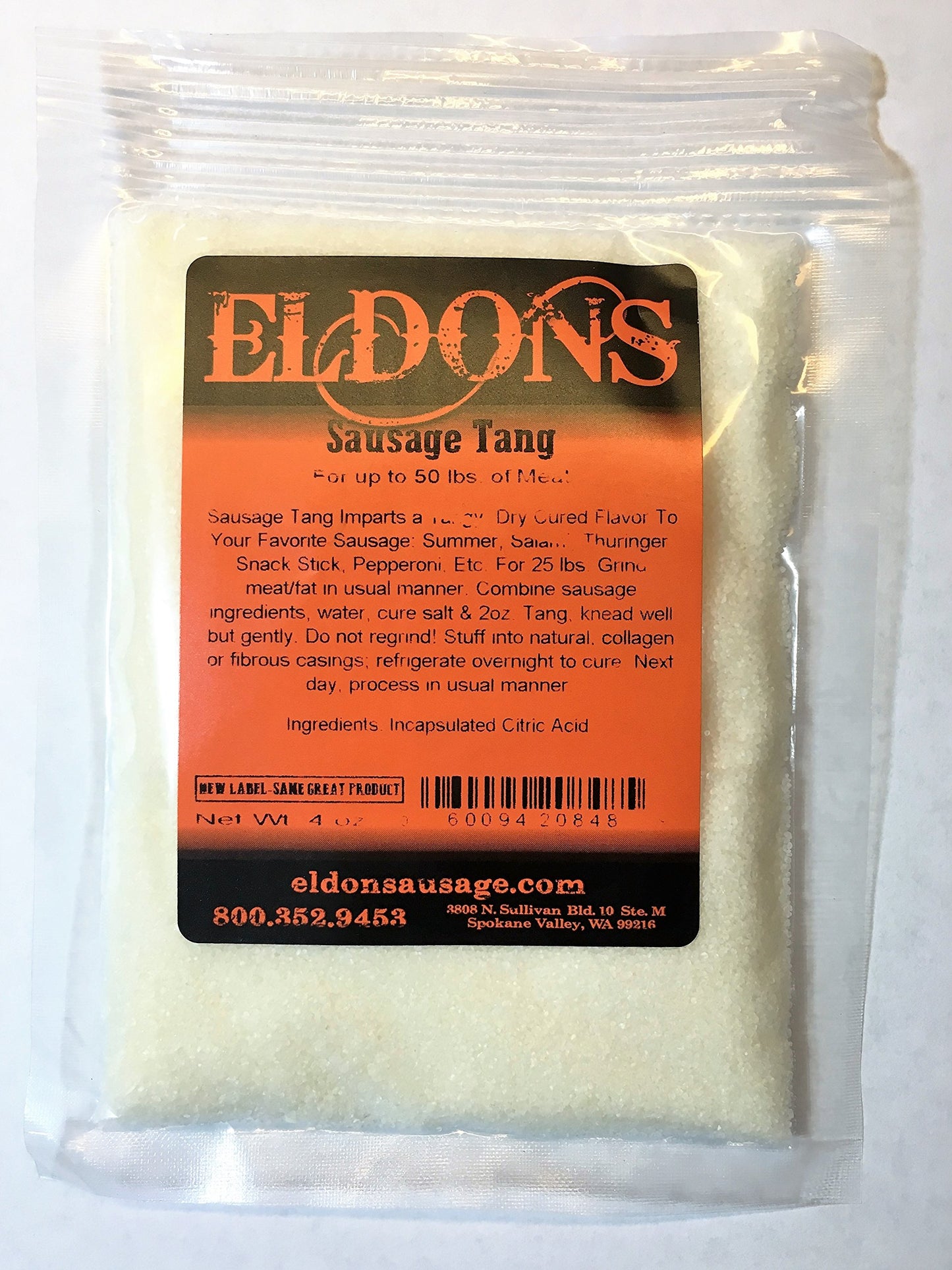 Eldons Encapsulated Citric Acid for Sausage Making - 4 oz Pack