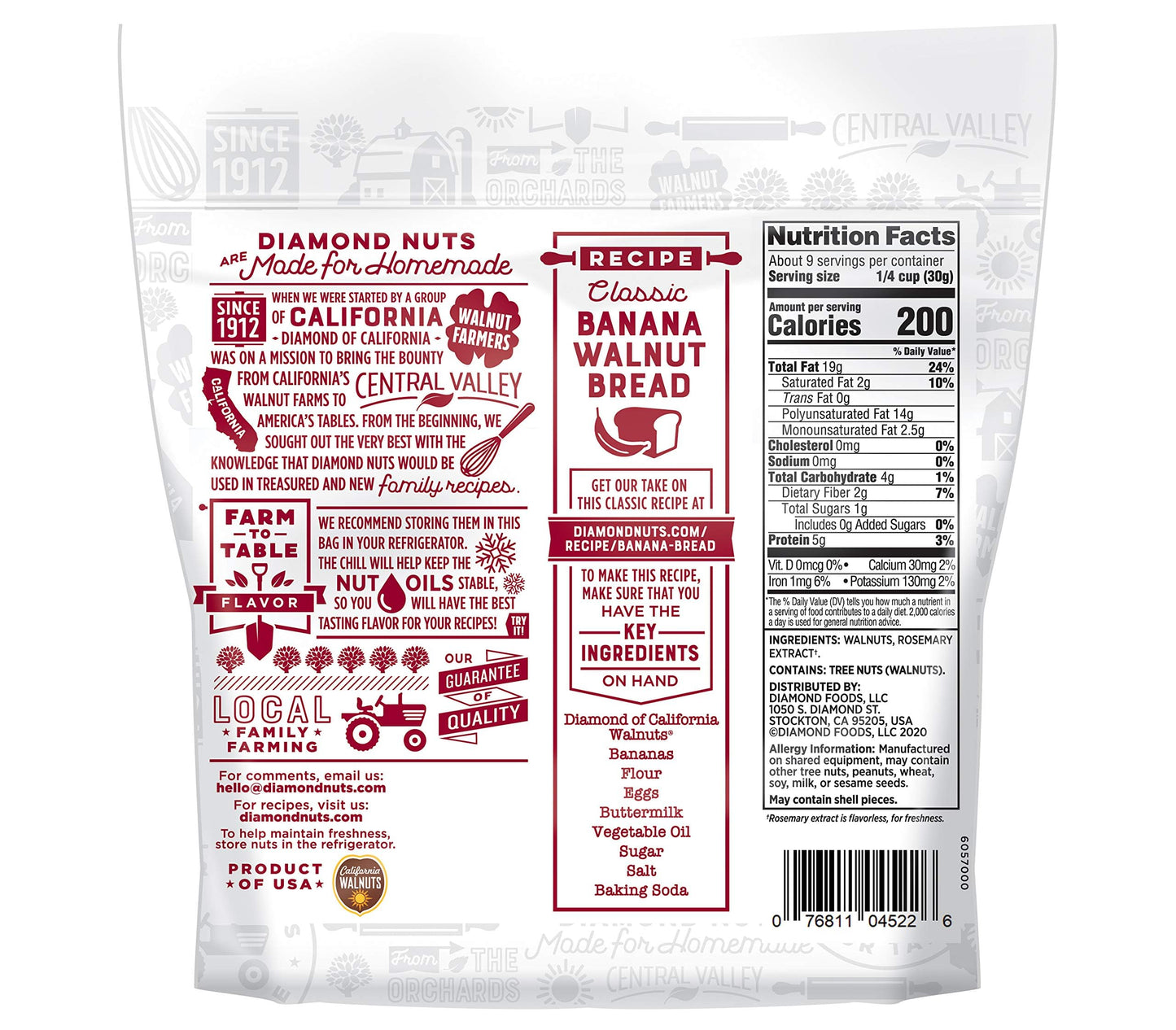 Diamond Of California Finely Diced Walnuts, 10 Oz, 12 Pack