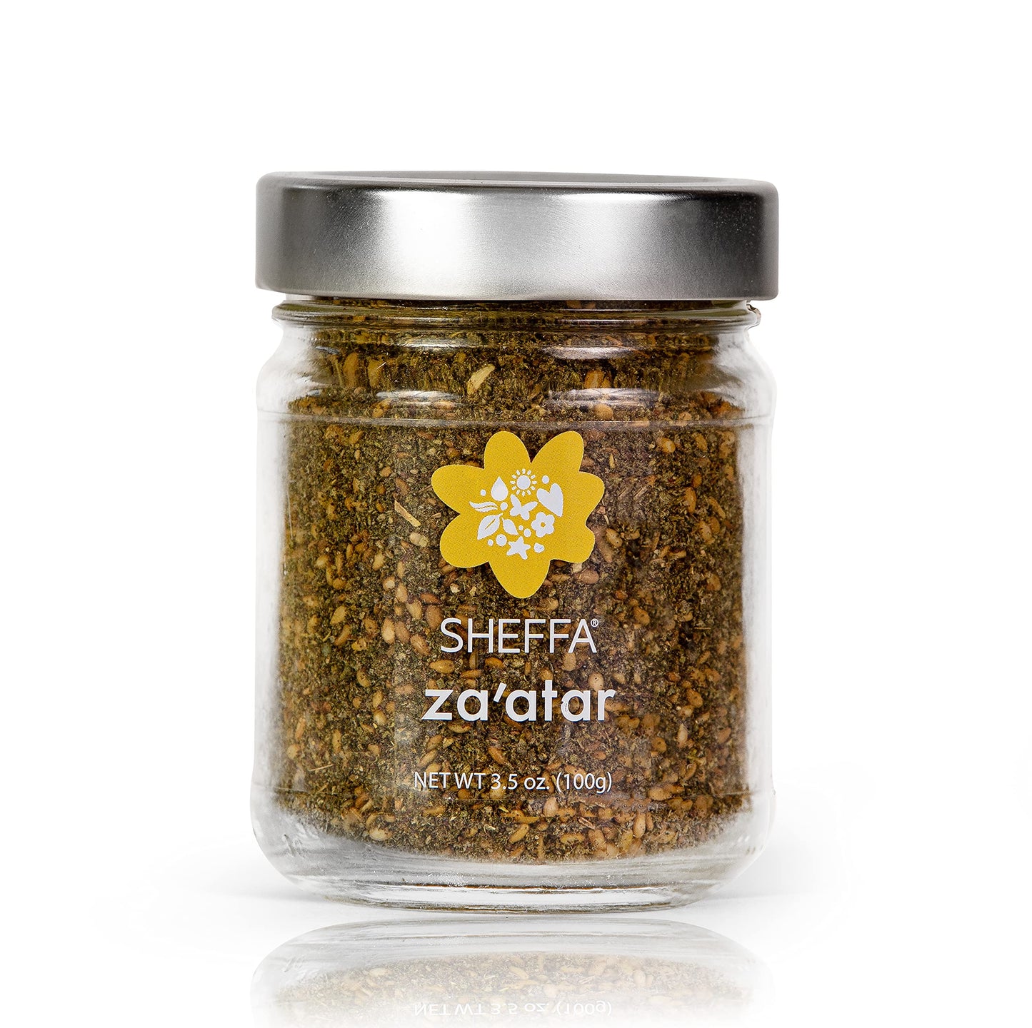 SHEFFA Zaatar Spice Blend, Aromatic Hyssop Seasoning, 3.5 oz Glass Jar, Gluten Free, Traditional Middle Eastern Flavor