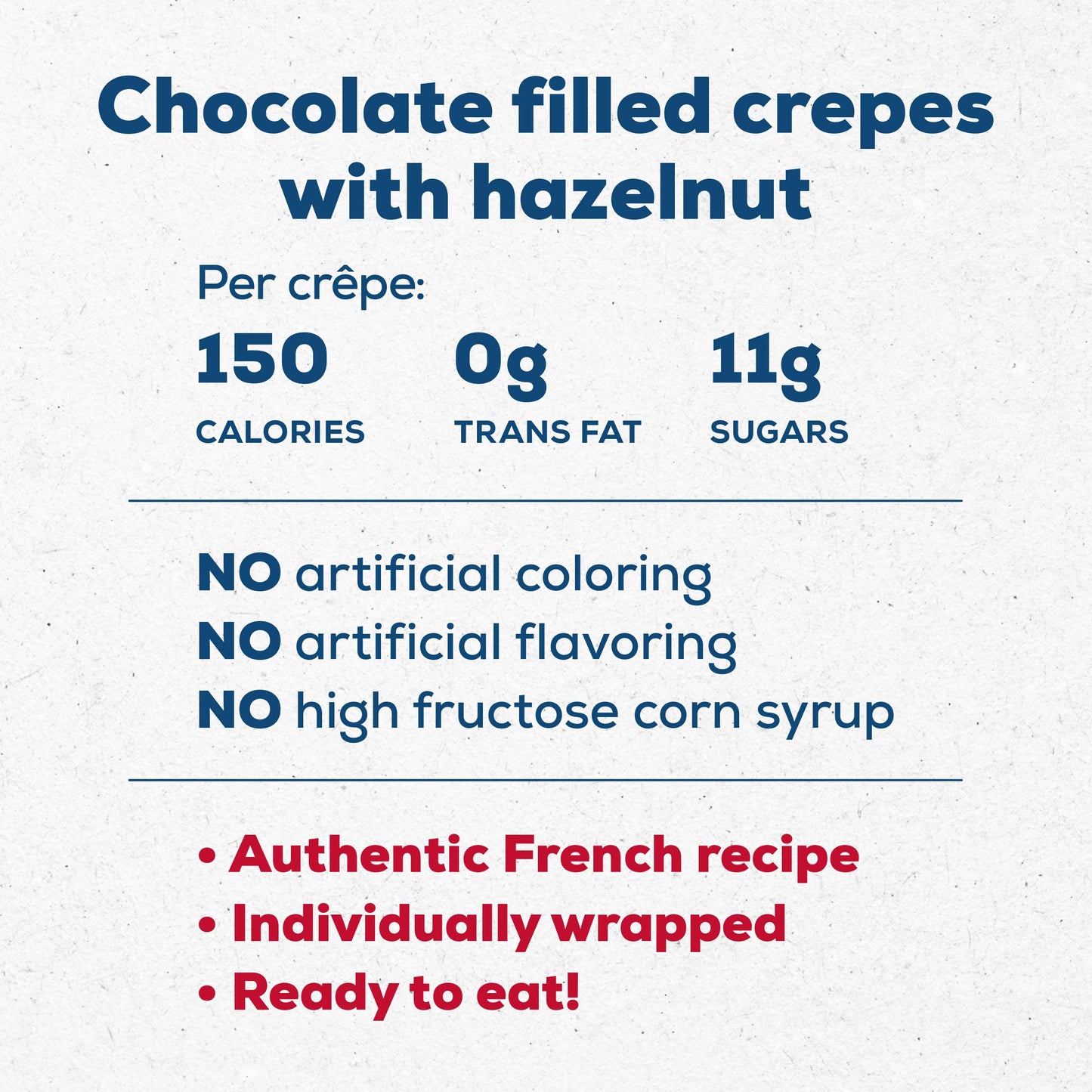 La Boulangere Chocolate Hazelnut Crepes, Individually Wrapped, Non Gmo, Free From Artificial Flavors & Colors, 20-Count