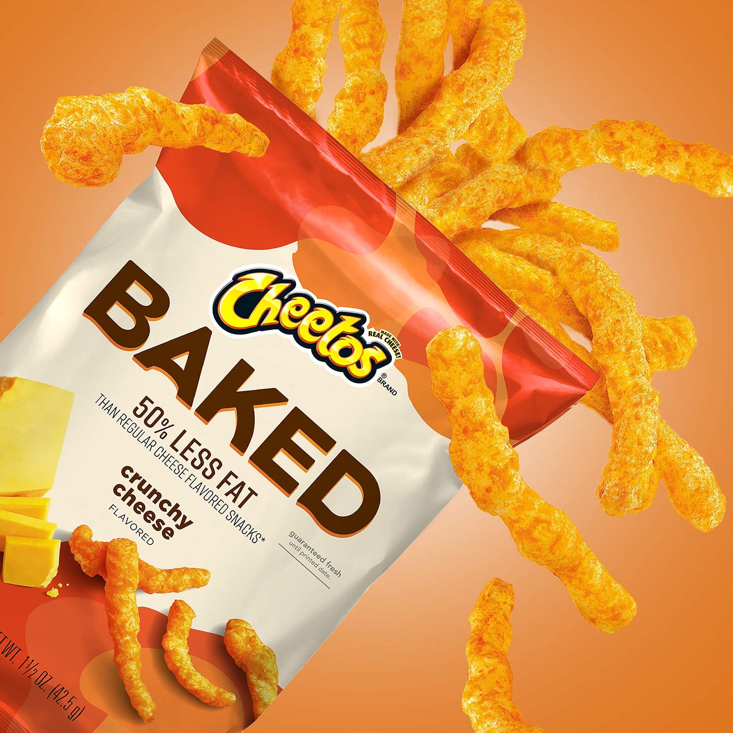 Frito Lay Baked Cheetos Crunchy, 0.875 Ounce (Pack of 40) - Delicious Snack, Yellowish Color, Perfect for Sharing