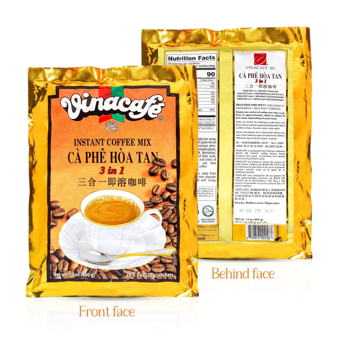 Vinacafe Instant Coffee Mix 3 In 1 (Pack Of 5 | 20 Sachets Per Bag)