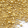 Gold Sprinkles for Cake Decorating, 4.6Oz Rod and Pearl Sprinkles Mix for Baking, Cupcake, Cookie, Ice Cream, Donuts and Cake De