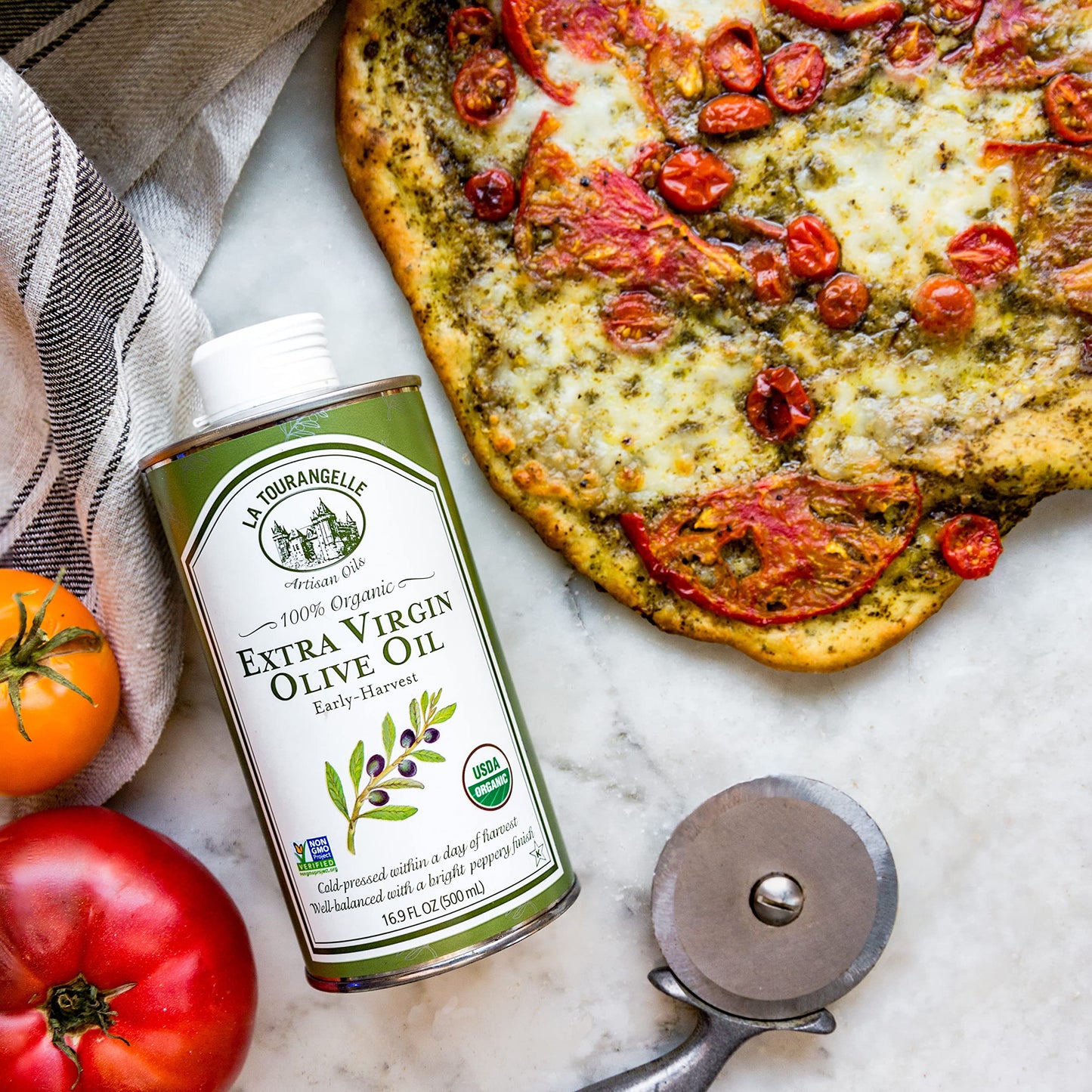 La Tourangelle, Organic Extra Virgin Olive Oil, Cold-Pressed High Antioxidant Picual Olives From Spain, 169 Fl Oz