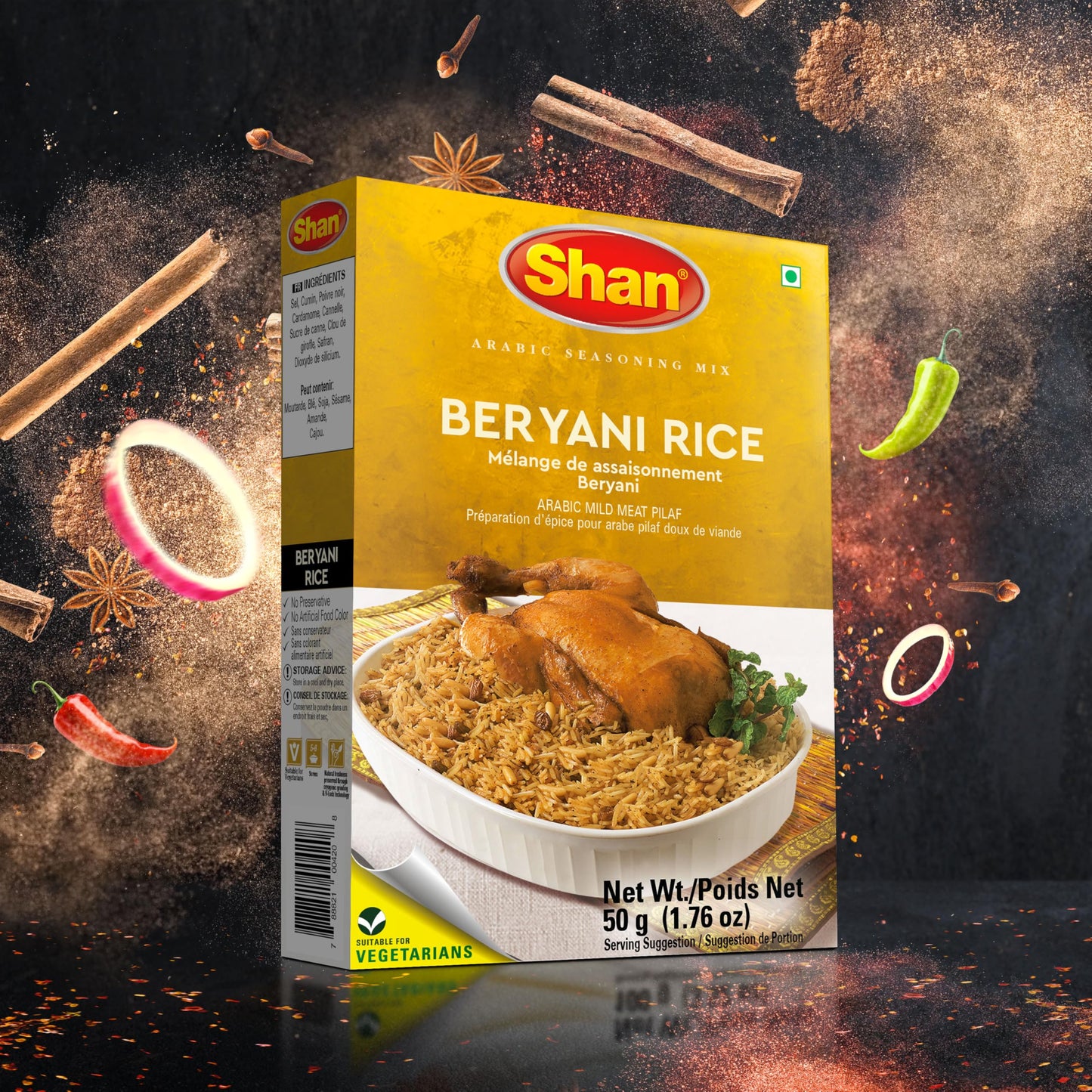 Shan Biryani Rice Arabic Seasoning Mix, 60G | Mild & Fragrant Pilaf Inspired By Authentic Arabic Cuisine | Vegetarian-Friendly |
