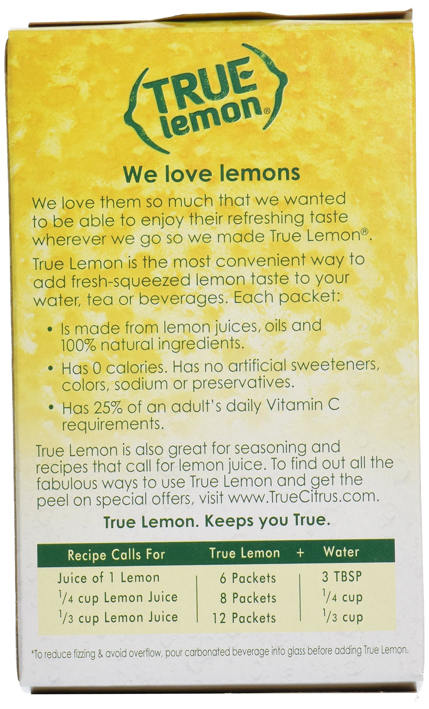 True Citrus - True Lemon Crystallized Lemon (2 Boxes of 32 = 64 Packets)