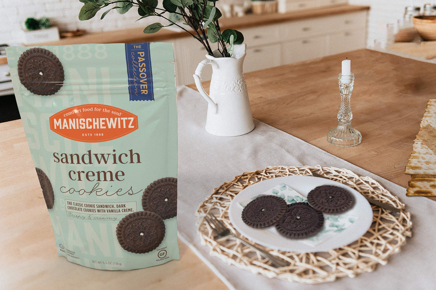 Manischewitz Grain Free Gluten Free Sandwich Cookies, 5.5Oz (2 Pack) Dairy Free Creme Filled Duplex Cookies, Tastes Like The Rea