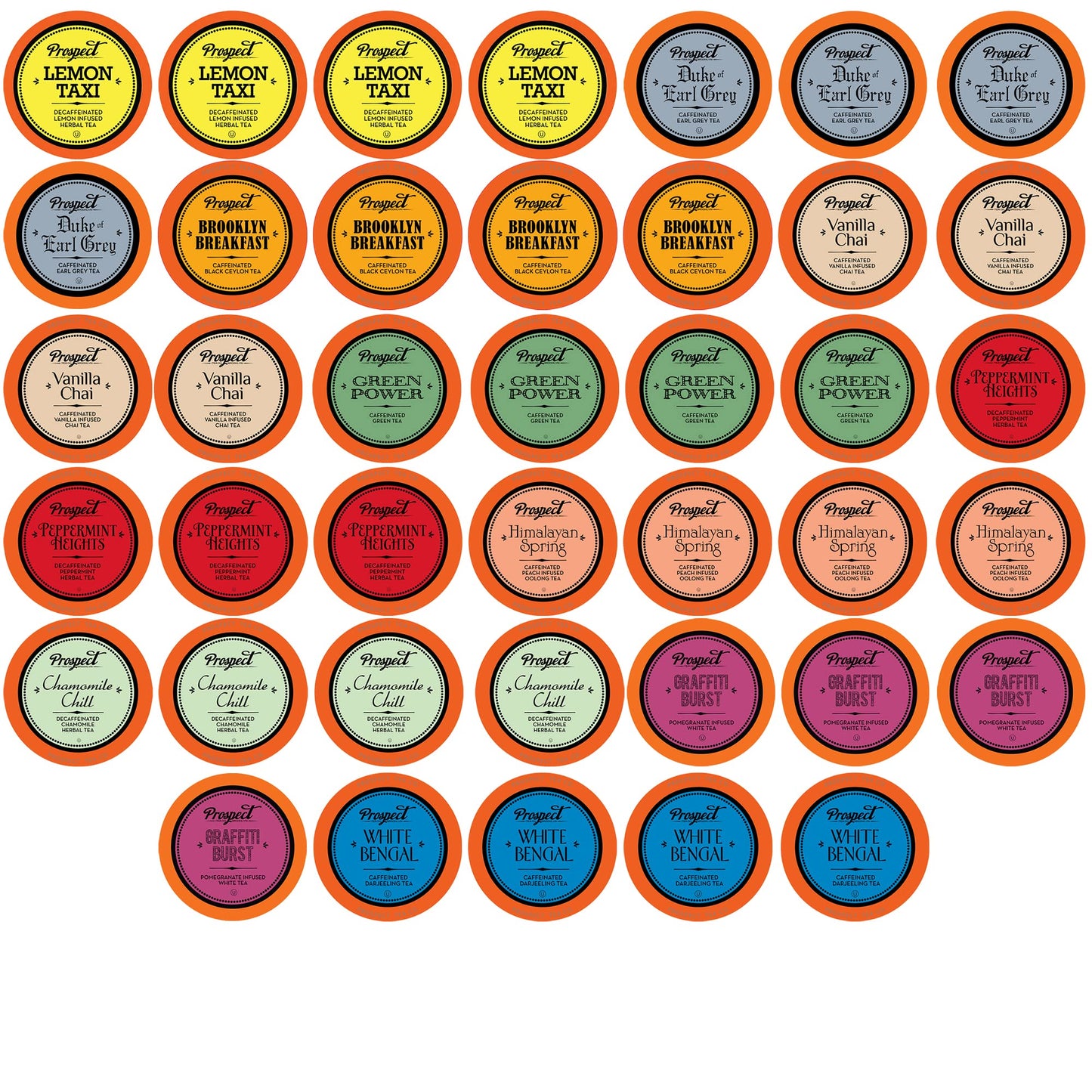 Prospect Tea Sampler for Keurig K-Cup Makers, Assorted Variety Pack, 40 Count