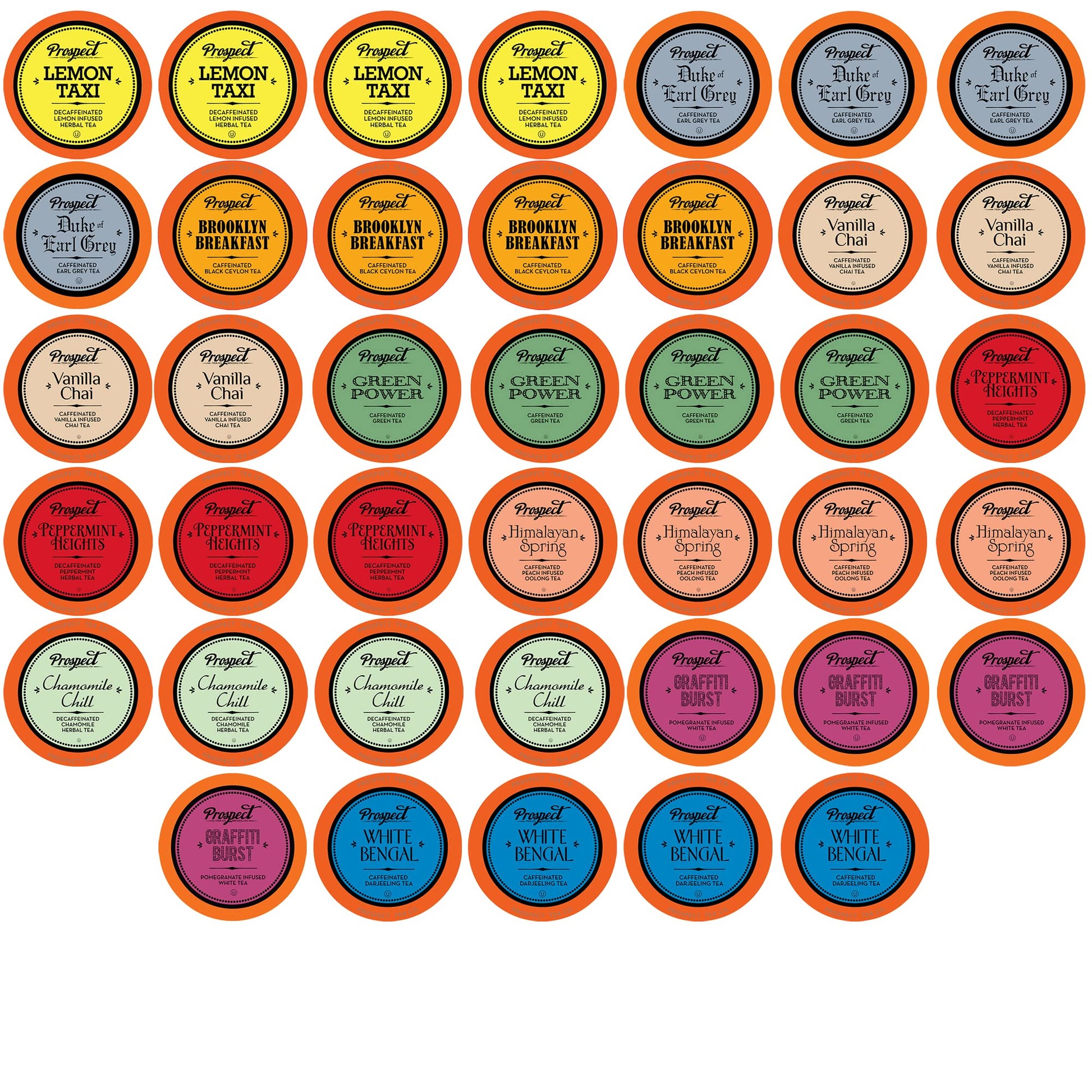 Prospect Tea Sampler for Keurig K-Cup Makers, Assorted Variety Pack, 40 Count