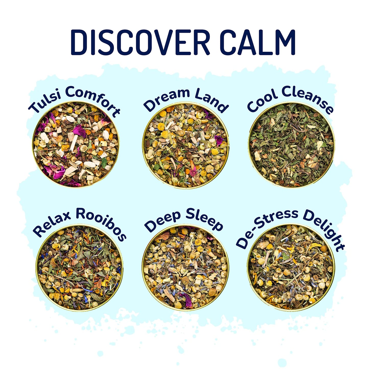 Brewix, Discover Calm Premium Herbal Tea Christmas Gift Box (3.53Oz/50+ Cups) | Tea Gift Sets For Tea Lover | 6 Unique Herbal Te