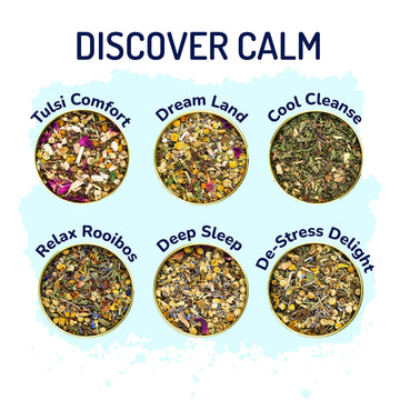 Brewix, Discover Calm Premium Herbal Tea Christmas Gift Box (3.53Oz/50+ Cups) | Tea Gift Sets For Tea Lover | 6 Unique Herbal Te