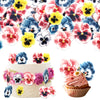 60 PCS Edible Flowers Cupcake Toppers Pansies Spring Edible Flowers Cake Decorations Bridal Shower Wafer Paper Flowers Cupcake P