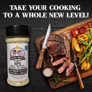 Smoke N Sanity - Spg (Salt, Pepper, Essence Of Garlic Salt) Seasoning, Monash Certified Low Fodmap, Gluten Free, Kosher, Dairy F