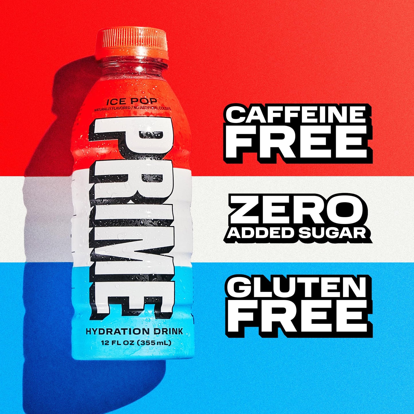 PRIME HYDRATION Sports Drinks - Ice Pop & Strawberry Banana, Electrolyte Enhanced, 250mg BCAAs, 12 Fl Oz (Pack of 24)