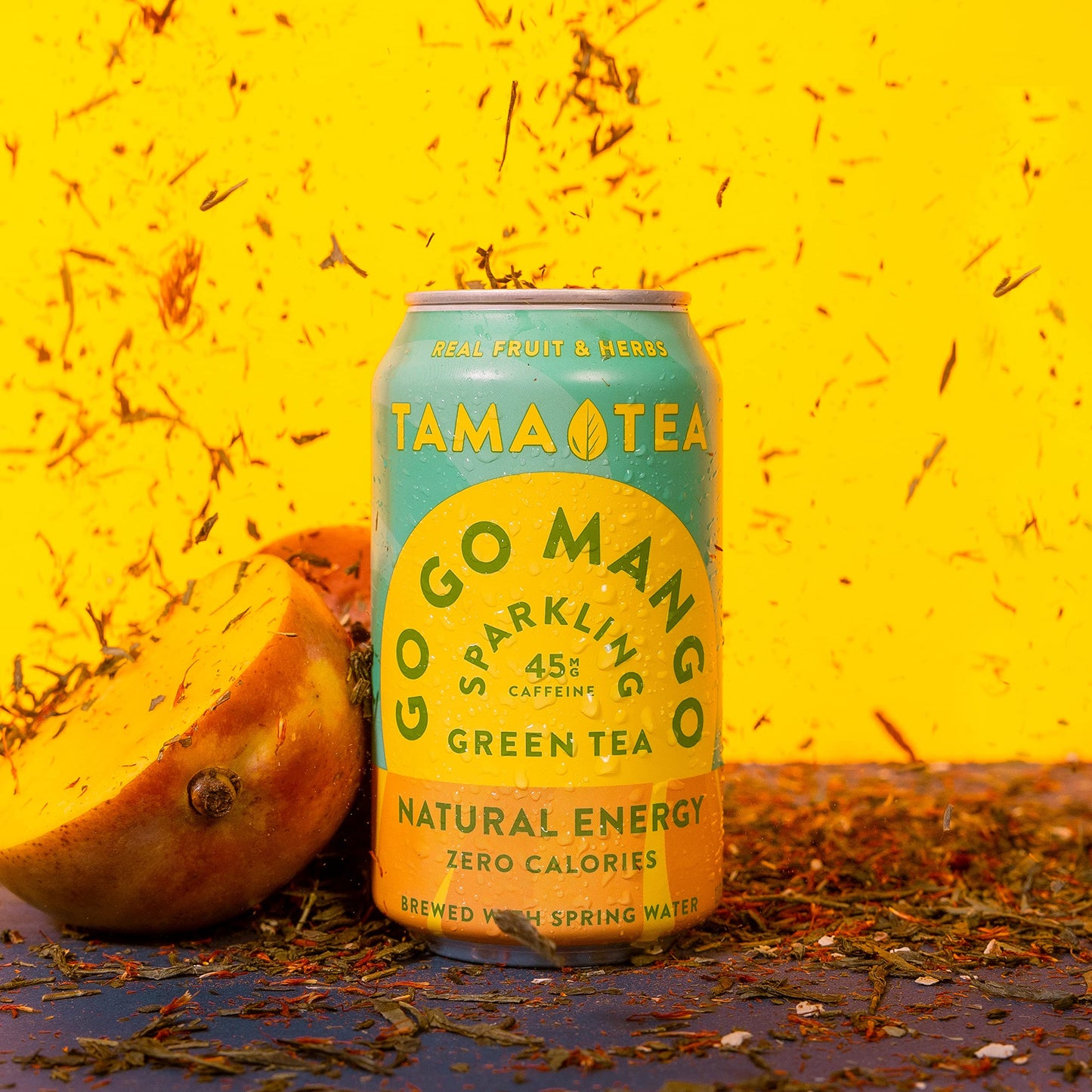 Tama Tea Sparkling Mango Green Tea - Zero Sugar, Zero Calories, Non-GMO, Antioxidant-Rich - Pack of 12