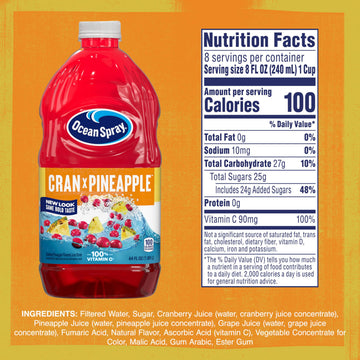Ocean Spray Cran-Pineapple Juice 64 Ounce Bottle - Pack of 8