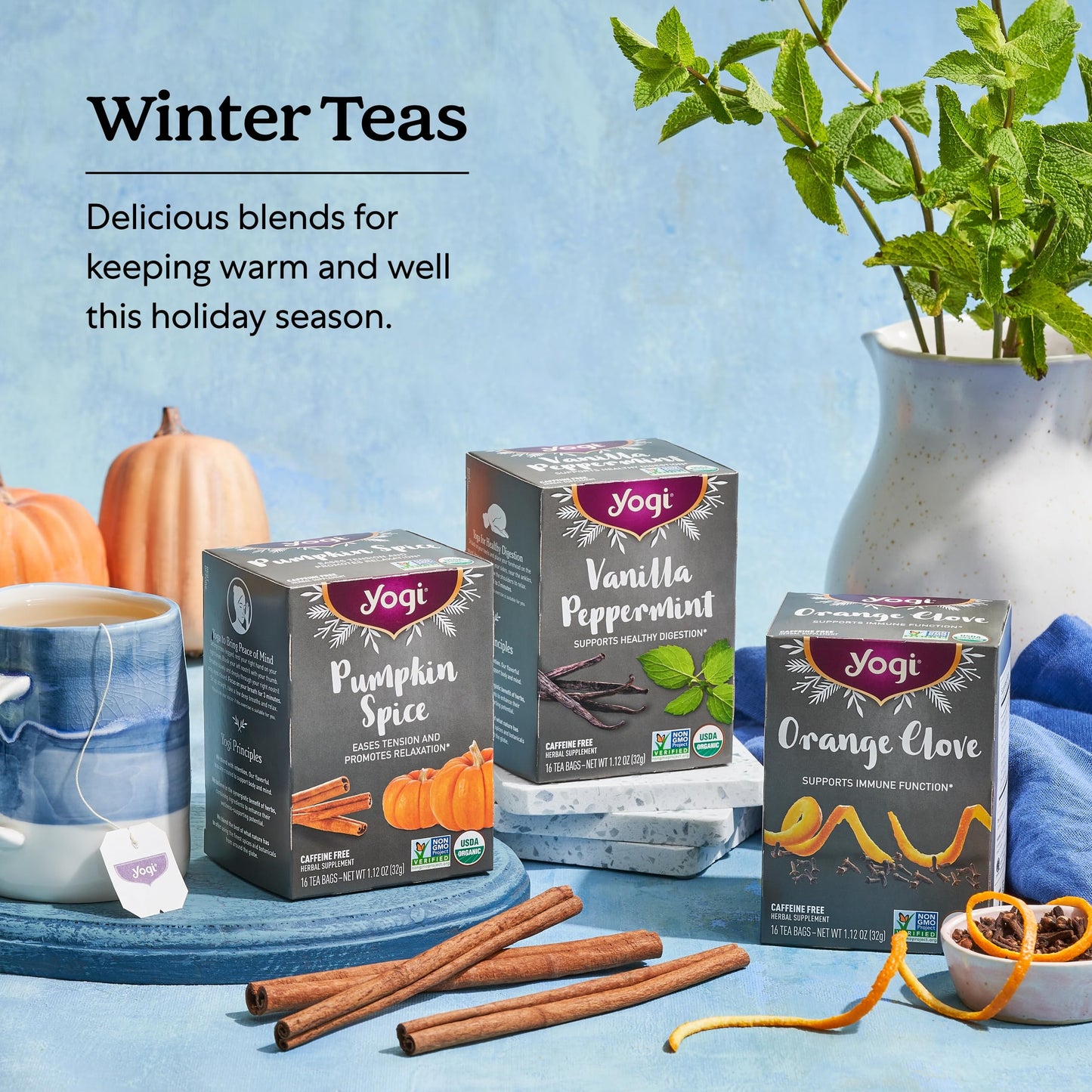 Yogi Tea Vanilla Peppermint - 16 Bags Per Pack (4 Packs) - Herbal Peppermint Vanilla To Support Healthy Digestion - Limited Edition Holiday Digestive Tea With Peppermint, Ginger & More
