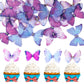 24Pcs Lively 3D Butterfly Cupcake Toppers Double Layer Butterfly Decorations For Girls Women'S Happy Birthday Wedding Party Cake