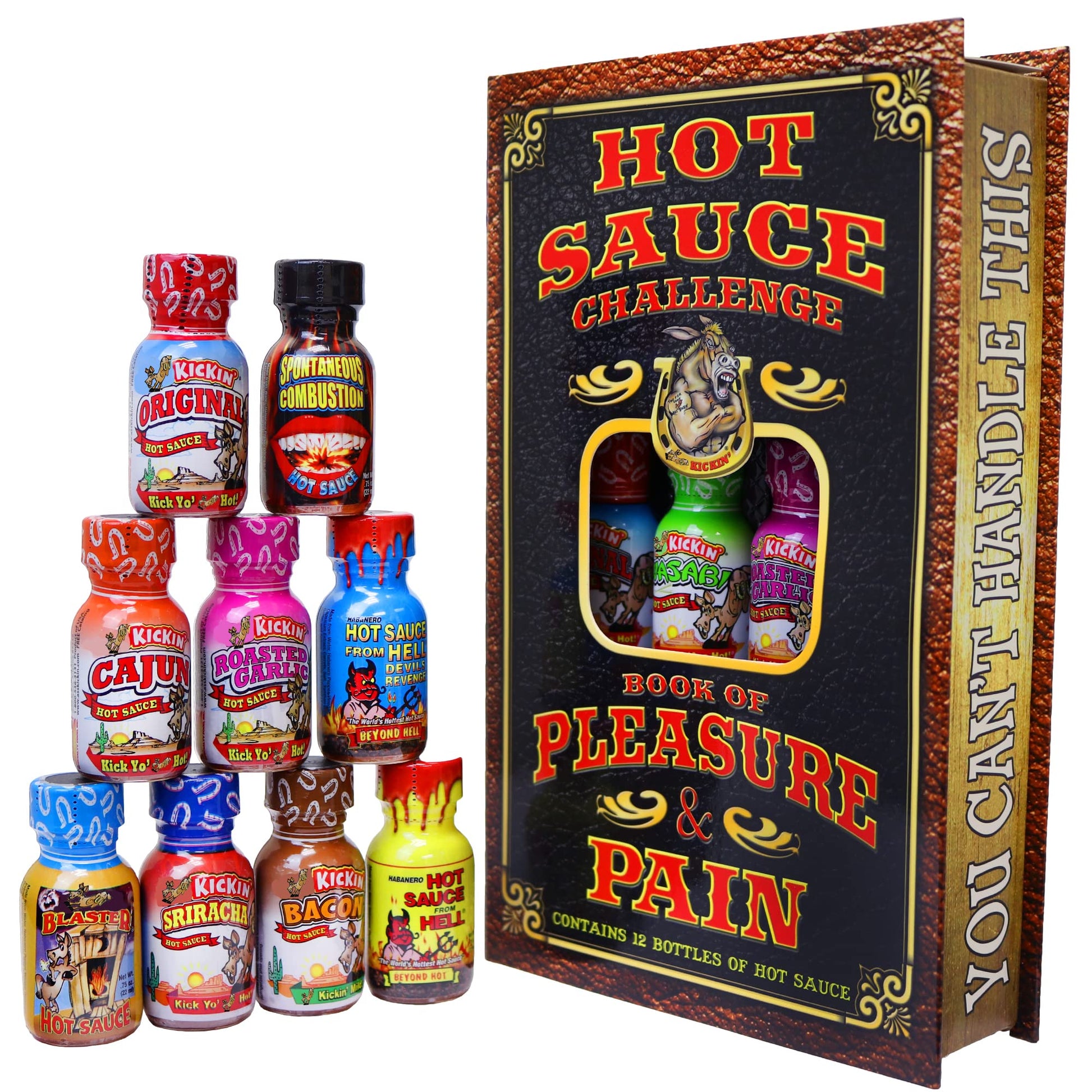 ASS KICKIN Hot Sauce Challenge Gift Set - 12 x 0.75 oz Bottles - Premium Gourmet - Red