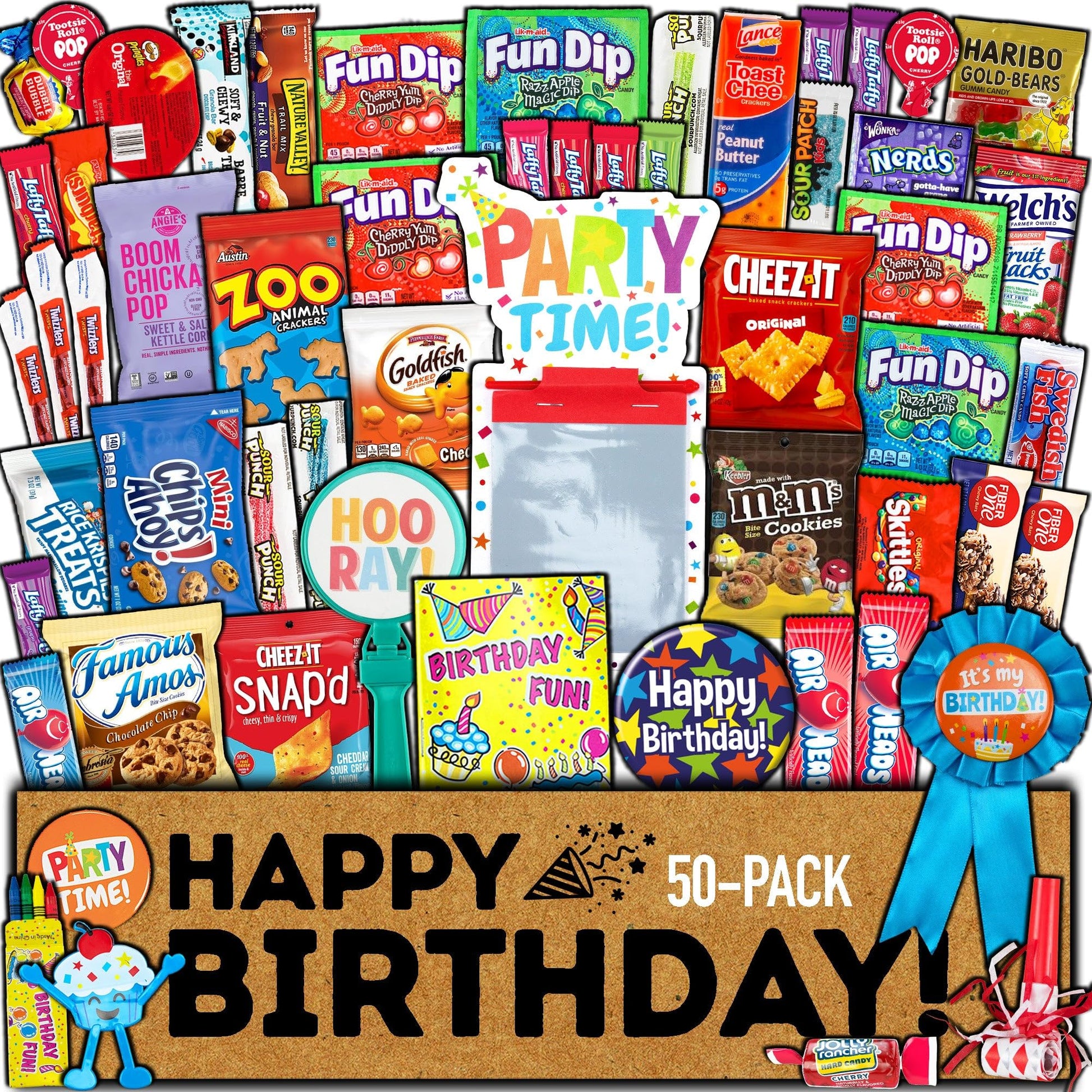 Birthday Care Package (50 Count) Candy Candies Toys Snacks Cookies Chocolate Bar Chips Party Variety Gift Box Pack Assortment Ba