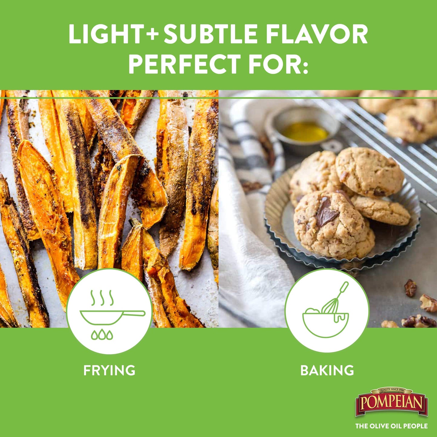 Pompeian Light Taste Olive Oil, Subtle Flavor, Perfect for Frying & Baking, Naturally Gluten Free, Non-Allergenic, Non-GMO, 24 F