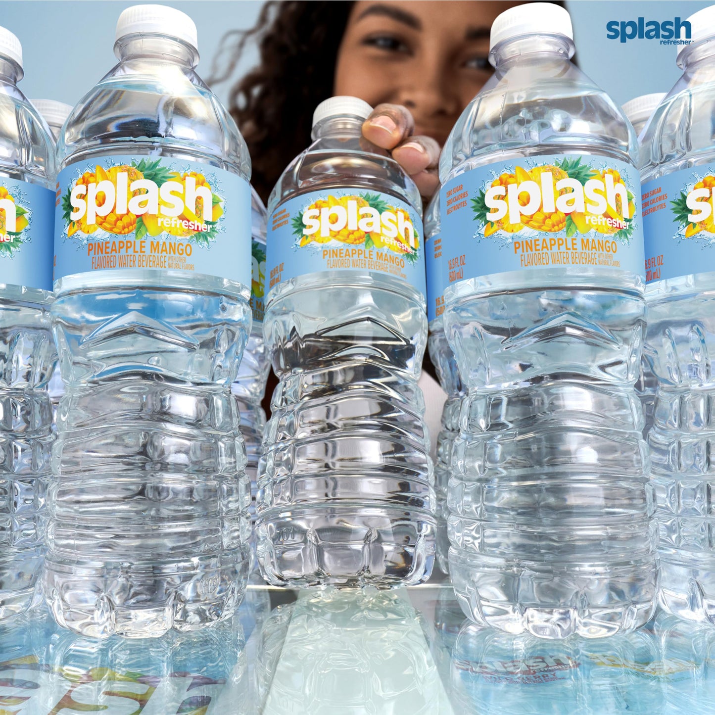 Splash Refresher, Pineapple Mango Flavor Water Beverage, 16.9 Fl Oz Plastic Bottles (24 Count)