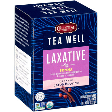 Celestial Seasonings Teawell Herbal Tea, Laxative, Organic Carob Licorice, 12 Count