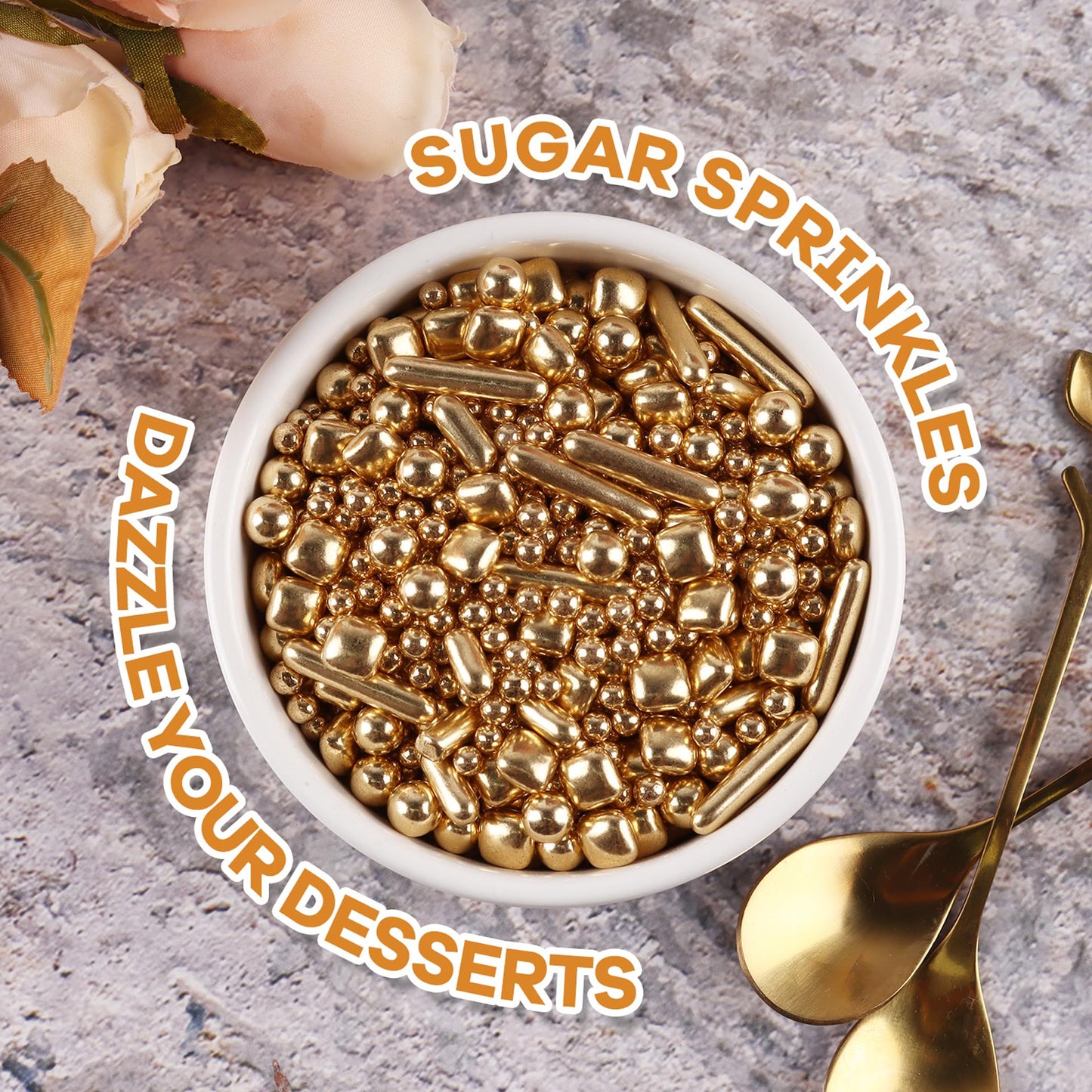 Cobakey Gold Sprinkles for Cake Decorating, Edible 3.5 Ounces, Gold Pearl, Perfect for Cupcakes and Weddings