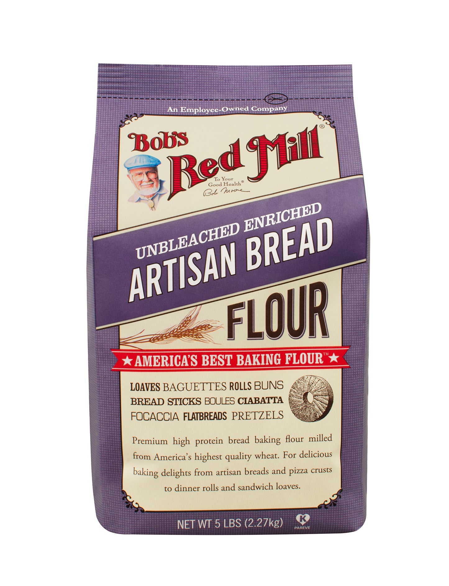 Bobs Red Mill Artisan Bread Flour, 5 Pounds (Case of 4), 320 Ounce, Ideal for Baking