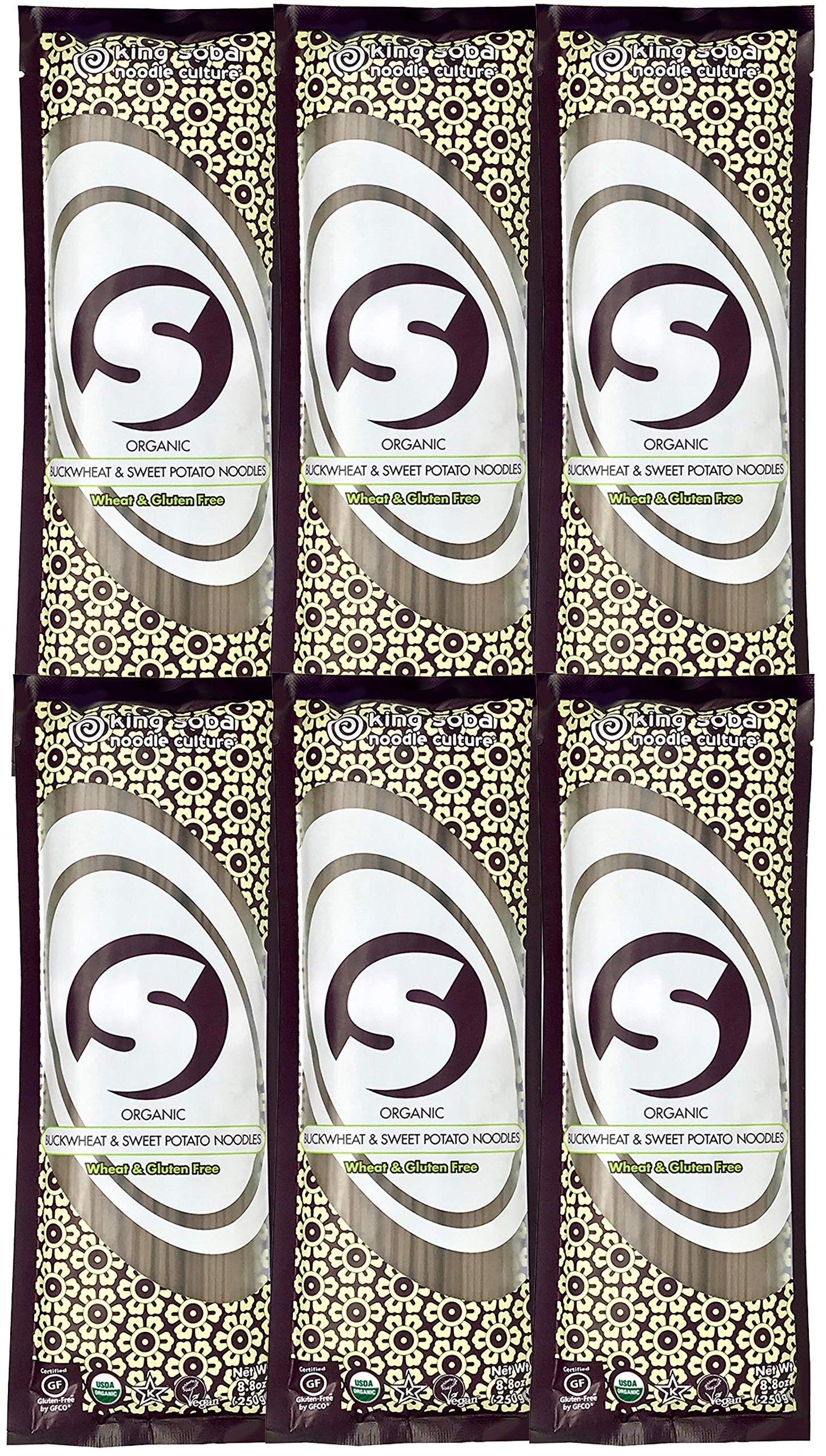 Buckwheat & Sweet Potato Pasta Noodles 6-PACK- Organic & Gluten-Free- 52.8oz, 3 paper-tied servings per pack