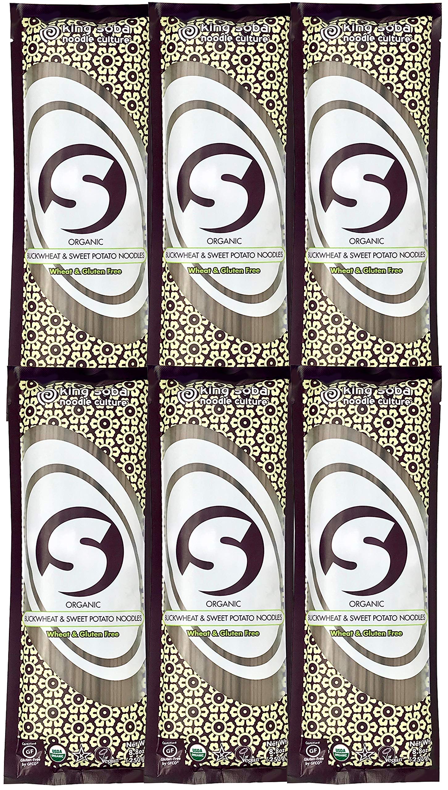 Buckwheat & Sweet Potato Pasta Noodles 6-PACK- Organic & Gluten-Free- 52.8oz, 3 paper-tied servings per pack