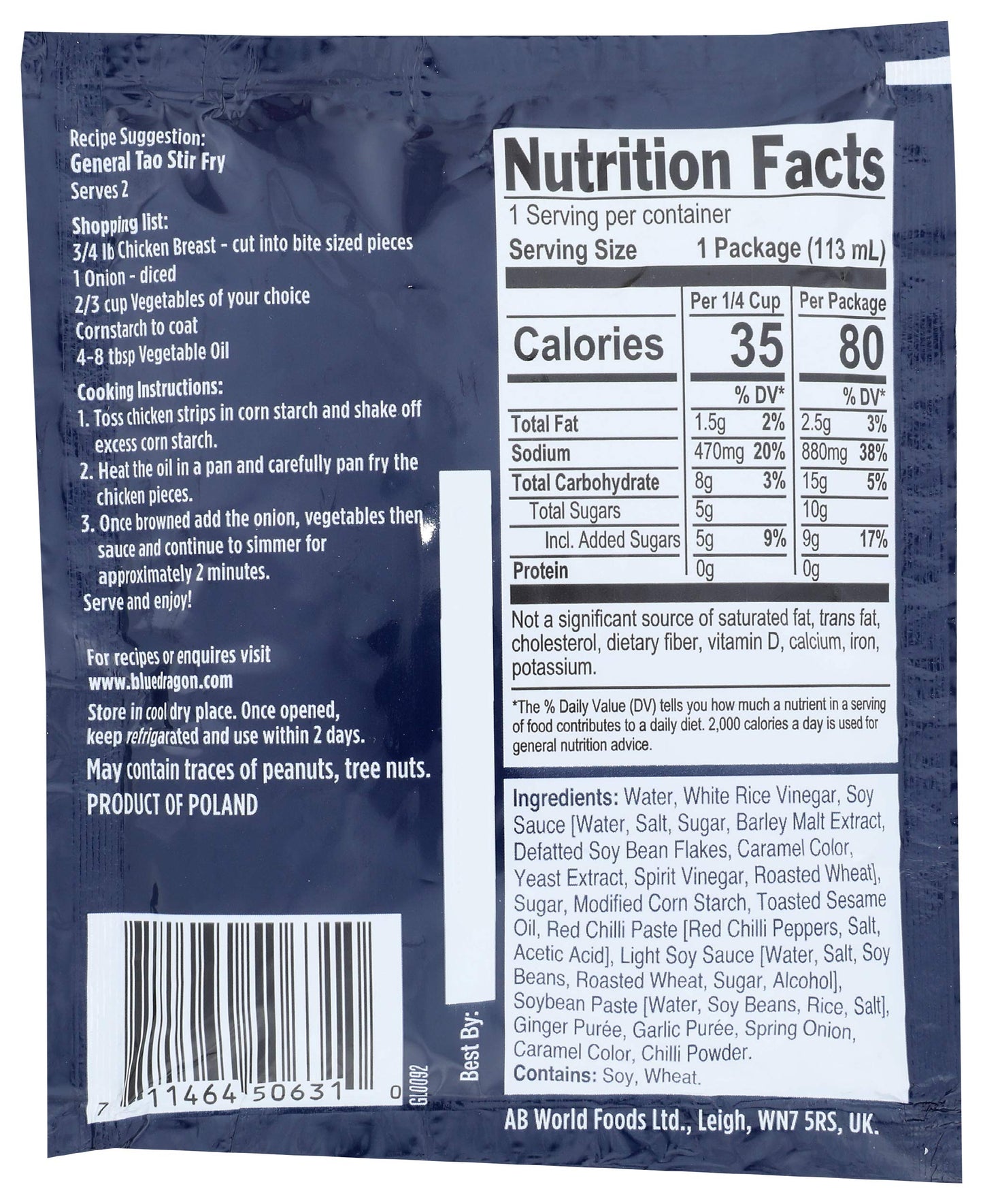 Blue Dragon, Sauce Stir Fry General Ta, 3.9 Oz, (Pack Of 12)