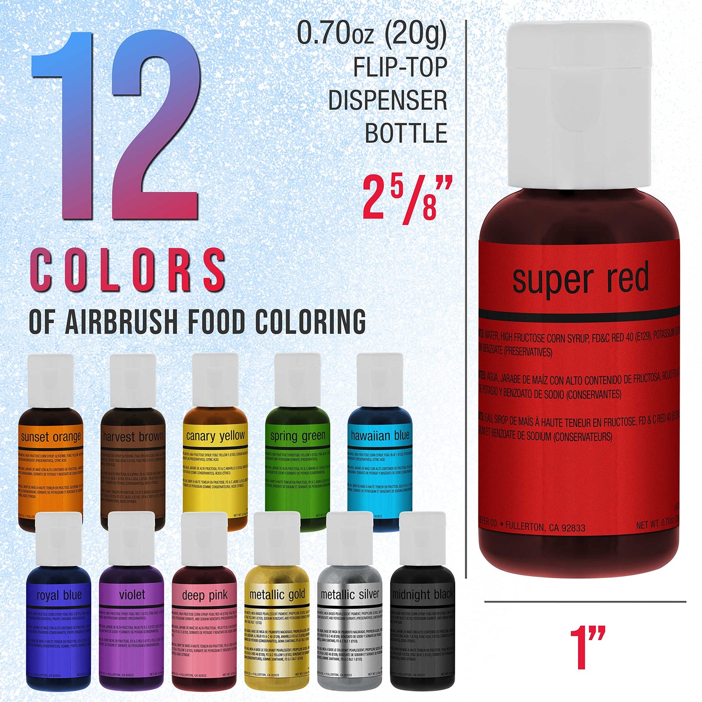 U.S. Cake Supply - Complete Cordless Handheld Airbrush Cake Decorating System, Professional Kit With A Full Selection Of 12 Vivid Airbrush Food Colors - Decorate Cakes, Cupcakes, Cookies & Desserts