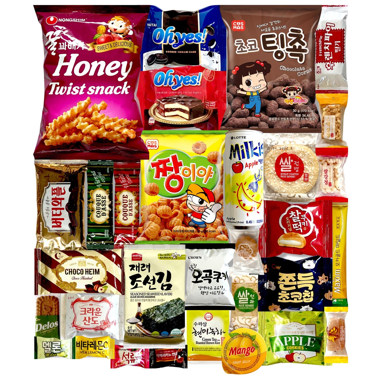 Dagaon Korean Snack Box 30 Count - Assorted Chips, Biscuits, Cookies & Candies - Perfect Gift for Any Occasion
