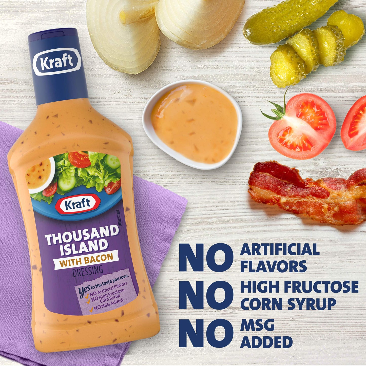 Kraft Thousand Island Salad Dressing With Bacon (16 Fl Oz Bottle)