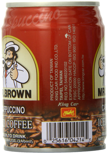 Mr. Brown Iced Coffee, Cappuccino, 8.12 Fl Oz (Pack Of 24)
