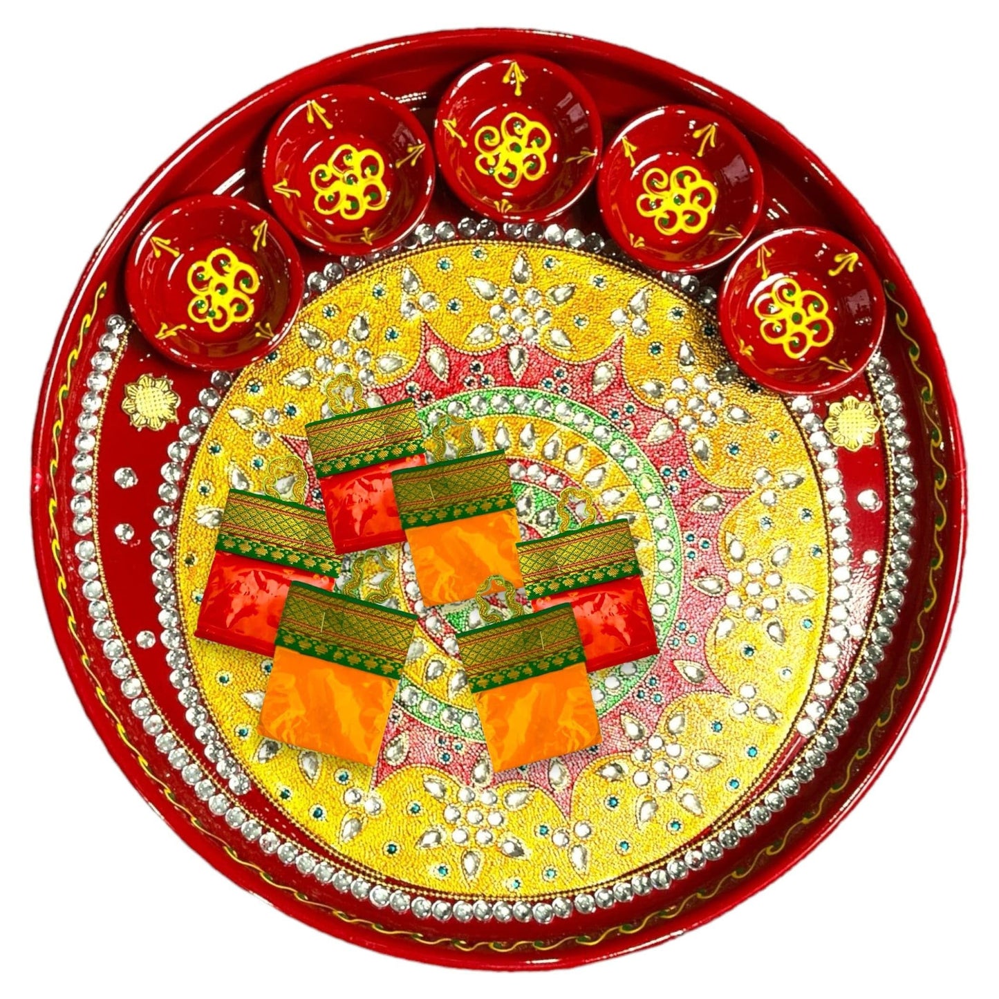 Lovenspire Haldi Kumkum Packets Bulk 100 Pc Handbag Style Mini Packs Enhanced Sindoor And Turmeric Powder Combo - Hindu Thamboolam Set For Indian Wedding Havan Durga Puja Festive Essentials Return Gift