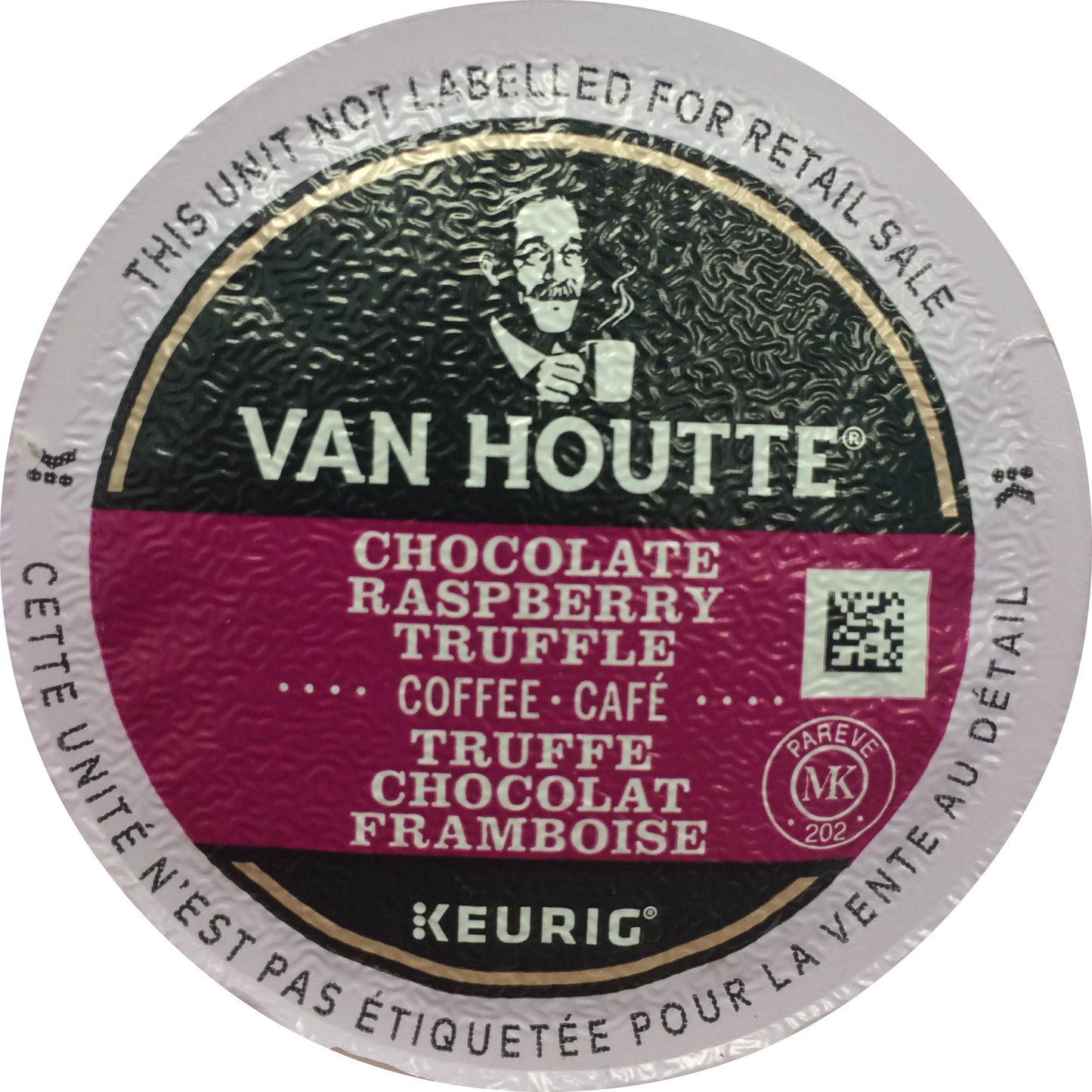 Van Houtte, Raspberry Chocolate Truffle, Single-Serve Keurig K-Cup Pods, Light Roast Coffee, 96 Count (4 Boxes 24 Pods)